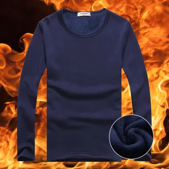 2017 Aukštos Kokybės Rudens Žiemos Mens Šiltas Šilumos marškinėlius Žmogus ilgomis Rankovėmis Atsitiktinis V-Kaklo Aksomo Storio Plius Storio T-Shirt Vyrai Tees