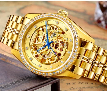 2017 CADISEN Garsaus Prekės ženklo Pavadinimą Golden Skeletas Mechaninė Žiūrėti Vyrų Mados Verslo Laikrodžiai Laikrodis Relogio Masculino