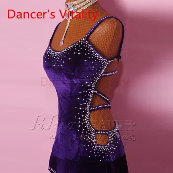 2017 Diamond Lotynų Šokių Suknelė Moterims Diržai Atgal Atidarymo Salsa Tango, Rumba Flamengo Pramoginiai Lotynų Šokių Konkurencijos Kostiumai