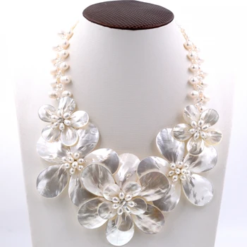 2017 Europos Madingų white sea shell motina pearl shell gėlių karoliai moterų Mados Moterų Papuošalai Dovana