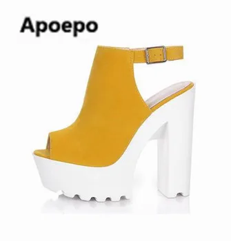 2017 gladiatorių sandalai moterims mados sagtis moterų batai aikštėje kulno aukštakulnius sandalus geltona žalia raudona sandalias mujer batai