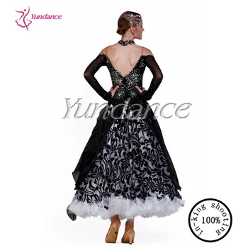 2017 Juoda Pramoginių Šokių Suknelė Naujausias Dizaino Moteris Šiuolaikinės Valsas Tango Šokių Suknelė B-13101