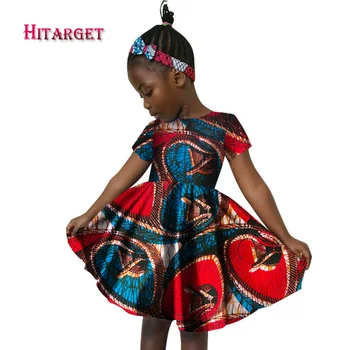 2017 m. Naujos Afrikos Moterims, Drabužiai vaikams dashiki Tradicinės medvilnės Suknelės, Drabužiai Atitinkančių Afrikos Spausdinti Vaikams, Suknelės WYT60