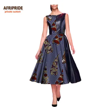2017 m. rudenį moterų suknelė AFRIPRIDE afrikos spausdinti rankovių blauzdos ilgis atsitiktinis suknelė moterims medvilnė+Sintetinis Odos A7225129