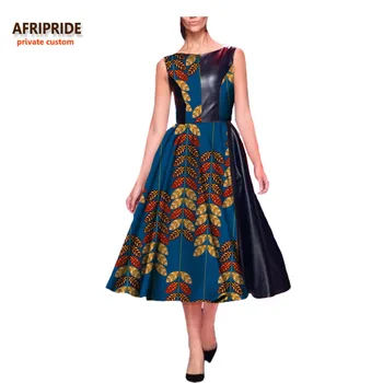 2017 m. rudenį moterų suknelė AFRIPRIDE afrikos spausdinti rankovių blauzdos ilgis atsitiktinis suknelė moterims medvilnė+Sintetinis Odos A7225129