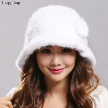 2017 Moterų Žiemos Kailių gamtos Originali Audinės Kailio Kepurės Megztos Audinės Kailio kibirai skrybėlės, Kepurės Aukštos Kokybės Žieminės kepurės