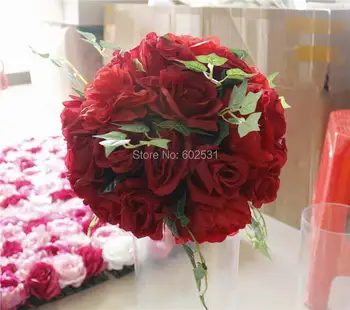 2017 Naujas 10vnt/daug raudonos vestuvių stalo gėlių puošmena, gėlių kamuolys vestuvių kelių sukelti dirbtinės gėlės sienų apdaila