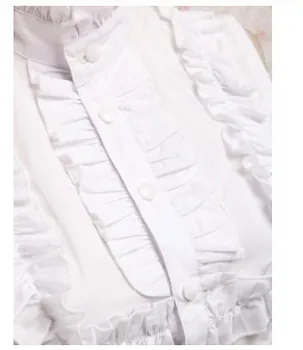 2017 Naujas Baltos spalvos Medvilnės Lolita Marškinėliai su nėrinių kasdien dėvėti prigludę rankovių lolita pritaikyti plius dydis suaugusieji