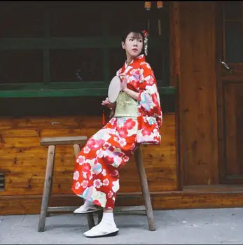 2017 Naujas Mados Moterų oficialų Skraiste, Tradicinius japonijos drabužius moteriai, Raudona Pagerėjo kimono