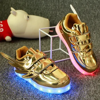 2017 Naujas usb įkrovimo žėrintis sportbačiai Vaikai Veikia led sparnus vaikams įsižiebia šviesos batai mergaitės berniukai mados batai