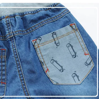 2017 naujas vasaros berniukų džinsai denim šortai 50% ilgio mėlynos medvilnės berniukų džinsai vaikų drabužių elastinga juosmens vaikai šortai berniukų DQ276