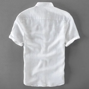 2017 Naujus lininius marškinius vyrų siuvinėjimo linų vyrų marškinėliai trumpomis rankovėmis balti marškiniai vyrai vasarą prekės atsitiktinis marškinėliai vyrų camisa 3XL