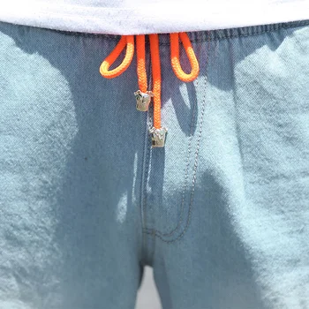 2017 naują atvykimo pavasario ir vasaros stiliaus vyrai džinsinio audinio džinsus mados devynių kelnes elastinga skylę kulkšnies surištas džinsai didelis dydis S-5XL