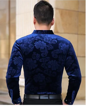 2017 naują atvykimo spausdinti atsitiktinis mėlyna Kašmyras šilti vyriški marškinėliai,mados storio marškinėliai vyrams ,4 spalvų plus-dydis M,L,XL,XXL,3XL,4XL