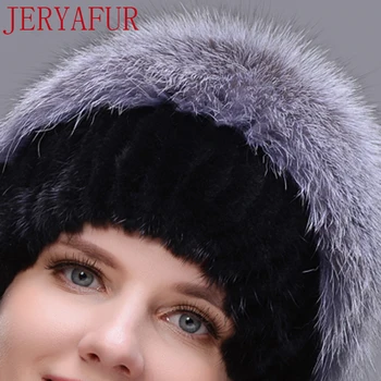 2017 naują įrašą slidinėjimo kepurė megzta vilnos skrybėlę audinės ir lapės kartu susiuvimo šiltas apsaugos ausis tikro kailio kepurę rusijos moteris skrybėlę