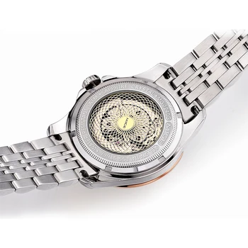 2017 Nekilnojamojo Pardavimas Mige Skeletas Mechaniniai Laikrodžiai Baltas Auksas Pakilo Plieno Watchband Japonija Automatinis Judėjimo Vandeniui Vyras Žiūrėti