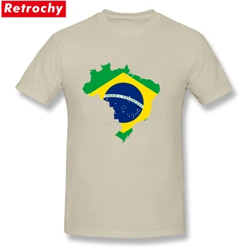 2017 Slim Fit Kietas Medvilnės Žemėlapyje Brazilija su vėliava T Marškinėliai Vyrams Pagrindinių Vyrų Tėvynės Tees Didelis Dydis, T-shirt