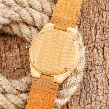 2017 Vyrų Kūrybos Medienos Žiūrėti Paprastas Analoginis Originalus Bambuko Medinės Kvarcinis laikrodis Su natūralios Odos Apyranke