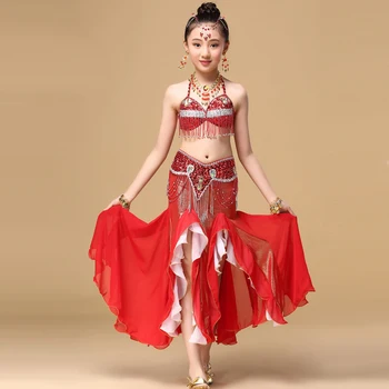 2018 Danse Du Ventre Indijos Kostiumai Vaikams Kostiumai Mergaitėms Roupa Indiana Pilvo Šokio Spektaklis 2vnt 3pcs Bollywood