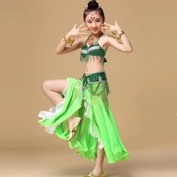 2018 Danse Du Ventre Indijos Kostiumai Vaikams Kostiumai Mergaitėms Roupa Indiana Pilvo Šokio Spektaklis 2vnt 3pcs Bollywood