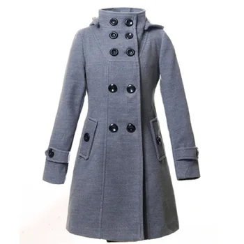 2018 Karšta, Žiemą, Pavasarį moterys vilnonis paltas moteriška dvieiliai gobtuvu švarkelis, kailis Dulkių sluoksnį