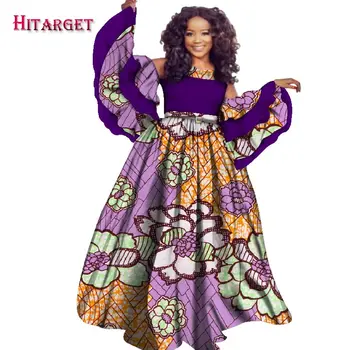 2018 m. rudenį afrikos suknelė moterims HITARGET privačių užsakymą ilgomis rankovėmis grindų ilgis moterų suknelė plius dydis grynos medvilnės WY2441