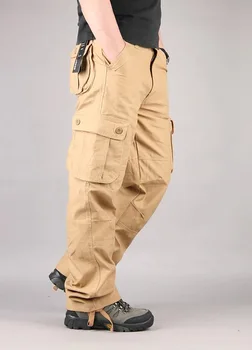 2018 m. Rudenį Naujų Vyrų Krovinių Kelnės Armijos žalioji Multi kišenės Vyriškos Laisvalaikio Kelnės Karinės Apskritai Vyrai Lauke Ilgai Pants Plus size