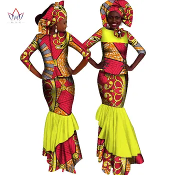 2018 m. Vasaros afrikos moterims dviejų dalių o-kaklo spausdinti Sijonas nustatyti afrikos drabužiai plius dydis moterų medvilnės drabužius reguliariai nė vienas WY2391