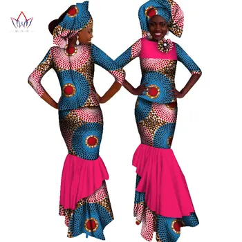 2018 m. Vasaros afrikos moterims dviejų dalių o-kaklo spausdinti Sijonas nustatyti afrikos drabužiai plius dydis moterų medvilnės drabužius reguliariai nė vienas WY2391