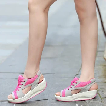 2018 m. vasaros moterų sandalai aukštos kokybės akių mados nėriniai-up moterų platforma batai butas platformos basutės paplūdimio bateliai