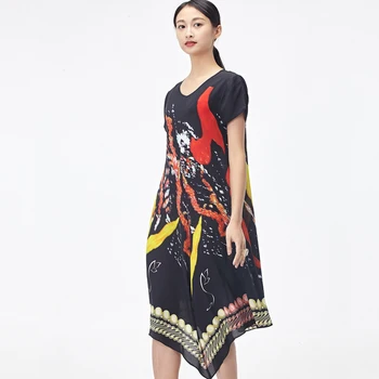 2018 m. vasaros moterų suknelės, palaidi pregnat suknelės gėlių spausdinti sommer kleid pobūdžio šilko suknelė streetwear Juodos spalvos didelių dydžių