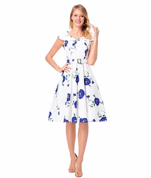2018 m. Vasaros Moterų V-kaklo, Rankovių Bohemijos Bakas Vintage Suknelė Šalis Tunika Paplūdimio Apranga Gėlių Spausdinti suknelė