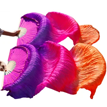2018 metų moteris aukštos kokybės Kinijos šilko skaros šokių gerbėjai Pora pilvo šokių gerbėjai pigūs karšto pardavimo Violetinė + rose+ oranžinė