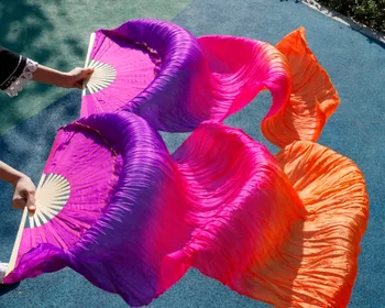 2018 metų moteris aukštos kokybės Kinijos šilko skaros šokių gerbėjai Pora pilvo šokių gerbėjai pigūs karšto pardavimo Violetinė + rose+ oranžinė
