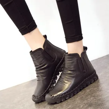 2018 naujas dydis (35-41) rudenį ir žiemą yra nauji odiniai batai pardavimo atsitiktinis odos moteriški batai su nedideliu variklio galva