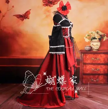 2018 naujas mados Elegantiška raudona ir juoda Gothic lolita kilmingų mergaičių moteris long dress Helovinas Kalėdų kostiumas tuoktis suknelė