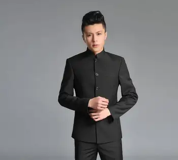 2018 naują atvykimo slim vyrų kinijos tunika kostiumas rinkinys su pants mens kostiumai, vestuvių jaunikis oficialų suknelė tiktų verslo black mados