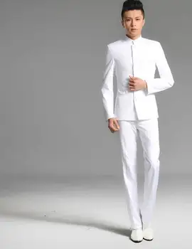 2018 naują atvykimo slim vyrų kinijos tunika kostiumas rinkinys su pants mens kostiumai, vestuvių jaunikis oficialų suknelė tiktų verslo black mados