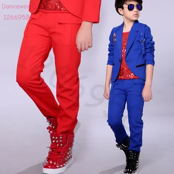 2018 naują modelį, vaikai, berniukas dainininkas etape lentynos būgno kelnės džiazo kostiumas ping 100-160cm ūgio