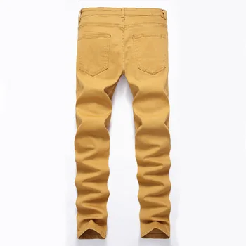2018 naujų dizainerių vyriški medvilniniai aukštos elastinga Chaki laisvalaikio džinsus mados laisvalaikio kelnės su užtrauktuku skylę asmenybė