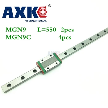 2018 New Cnc Router Parts Linear Rail Axk 2pc 9mm Width Linear Guide Rail 550mm Mgn9 + 4pc Mgn Mgn9c Blocks Carriage For Cnc