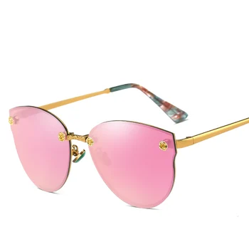 2018 Prabangos Prekės ženklo Dizaineris Moterų Poliarizuoti Akiniai nuo saulės Classic Pink Cateye Veidrodis Akiniai Steampunk už Ponios spindulių UV400 Akiniai