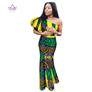 2018 Sping Moterų tradiciniai afrikos suknelės Prekės Užsakymą Drabužių Afrikos Vaškas Dashiki Slim ilga Suknelė didelis dydis 6xl BRW WY2754