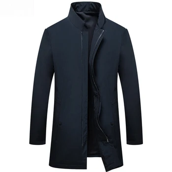 2018 Spring New Casual Medium Long Casaco Masculino Excellent Quality Black Blue Color Trench Man Jacket