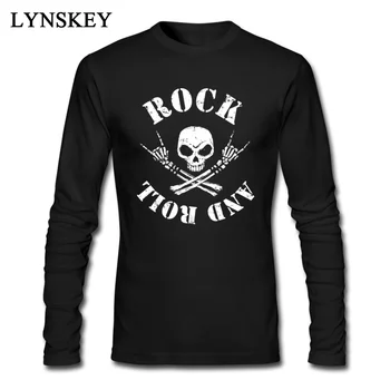 2018 T-shirt DJ Rock Roll Kaukolė Print Custom Tees Marškinėliai Žmogus, Balta ilgomis Rankovėmis Medvilnės Drabužius Punk