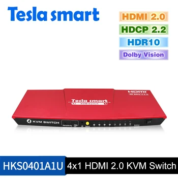 2018 Tesla smart Aukštos Kokybės HDMI USB 2.0 HDMI KVM Switch 4 Port USB KVM HDMI Jungiklis Paramos 3840*2160/4K*2K Papildomų USB2.0 Uosto