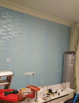 2018 vandeniui 3D PE putų plytų siena lipdukas, lipni, dekoratyvinės sienų plytelės, sienų lipdukai vaikams kambariai 10vnt 77x70cm