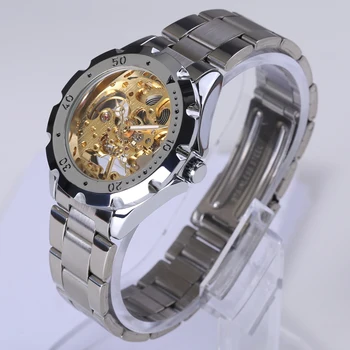 2018 Vyrų Skeletas Mechaninė Žiūrėti Aukso Tuščiaviduriai Skaidrus Derliaus Dizaino Skeletas Žmogaus Laikrodis Mens Watches Top Brand Prabanga