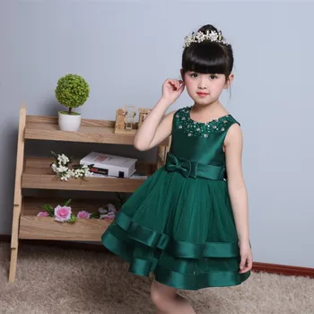2018 Žaliosios Vestuvės Gėlių Mergaičių Suknelės Vaikams, Kūdikių China Lankas, Kamuolys Suknelė Pirmosios Komunijos Suknelės Gimtadienį Krikšto Suknelės