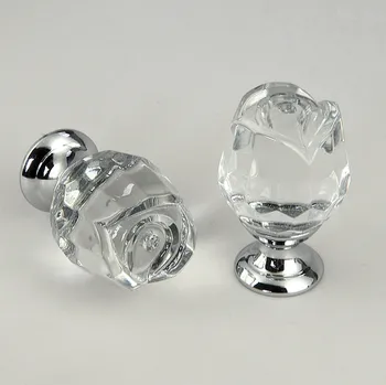 20mm šiuolaikinės mados kūrybos rose stiklo kristalų stalčių batų spintoje mažos rankenėlės silver chrome 